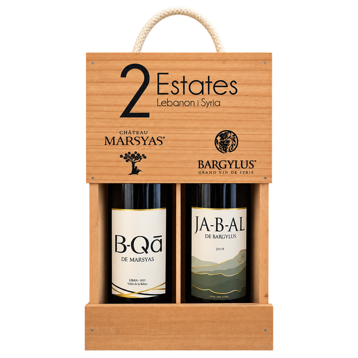 2 Estates - wooden box 2 bottles