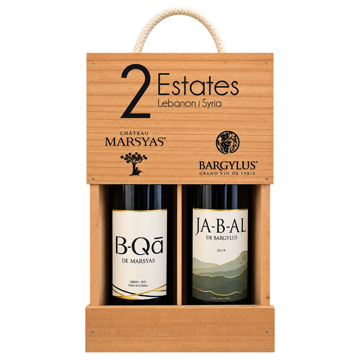 2 Estates - wooden box 2 bottles
