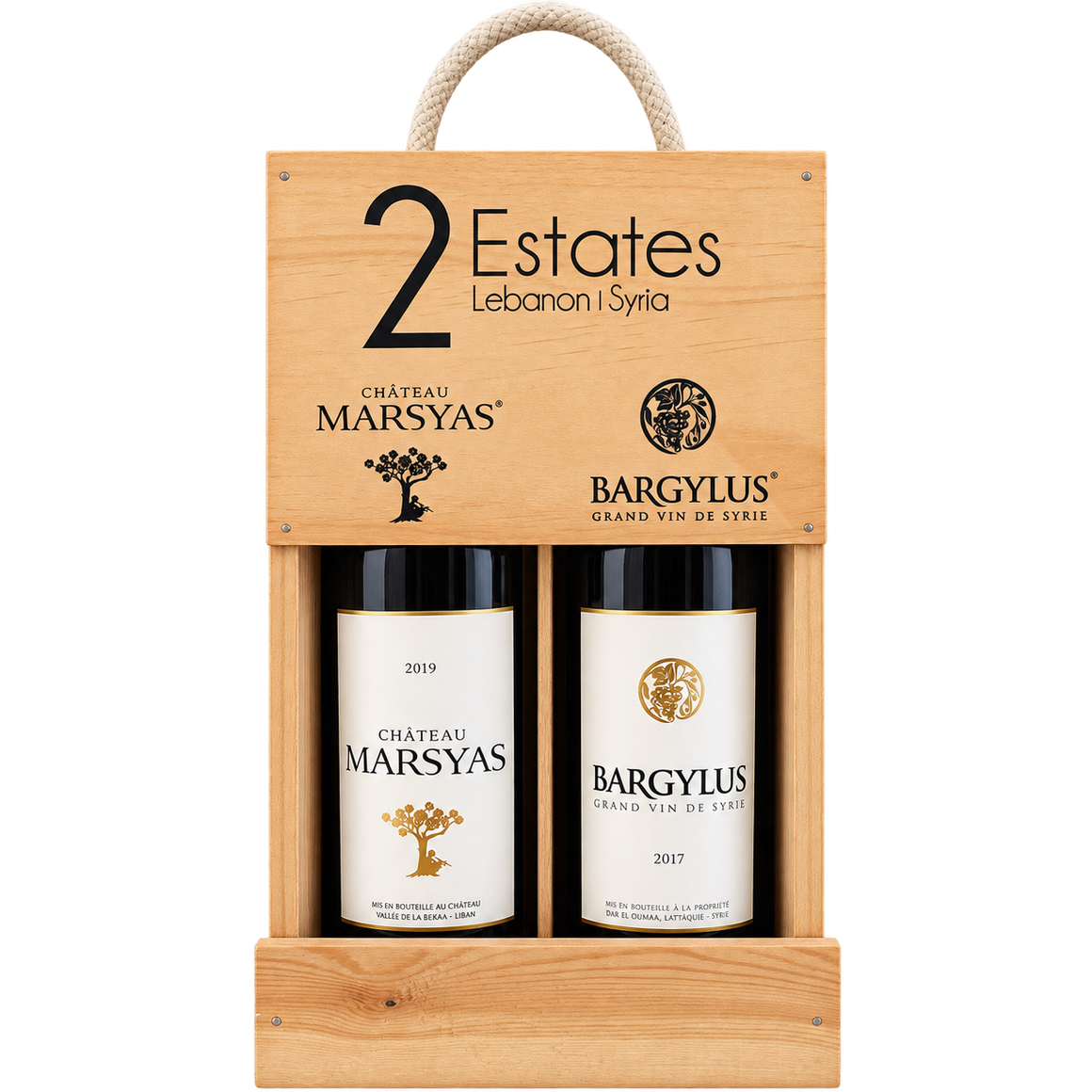2 Estates - wooden box 2 bottles