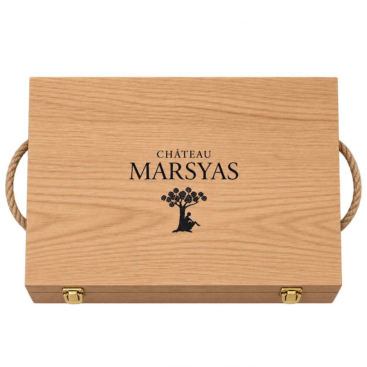 Château Marsyas - Oak wood suitcase 6 bottles