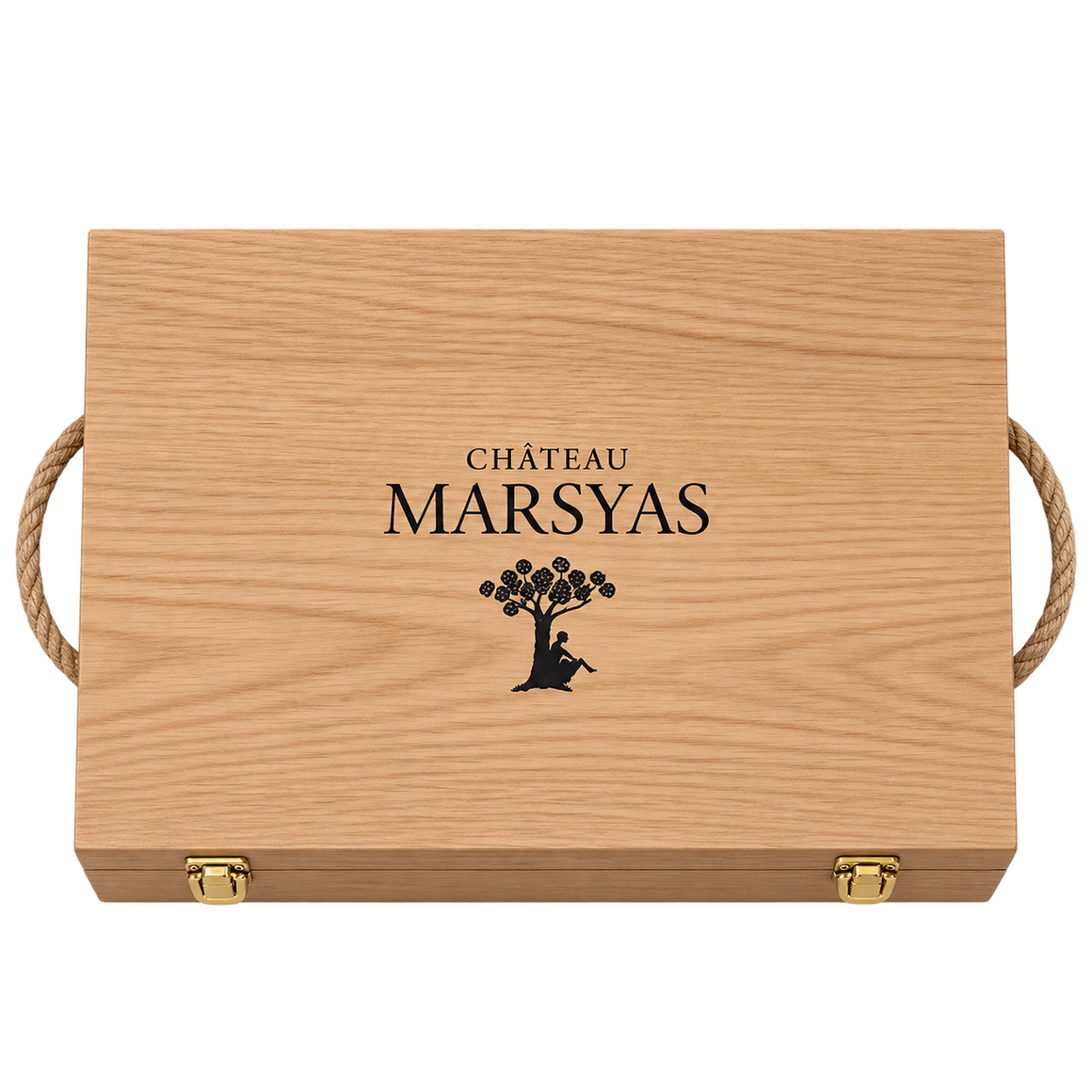 Château Marsyas - Oak wood suitcase 6 bottles