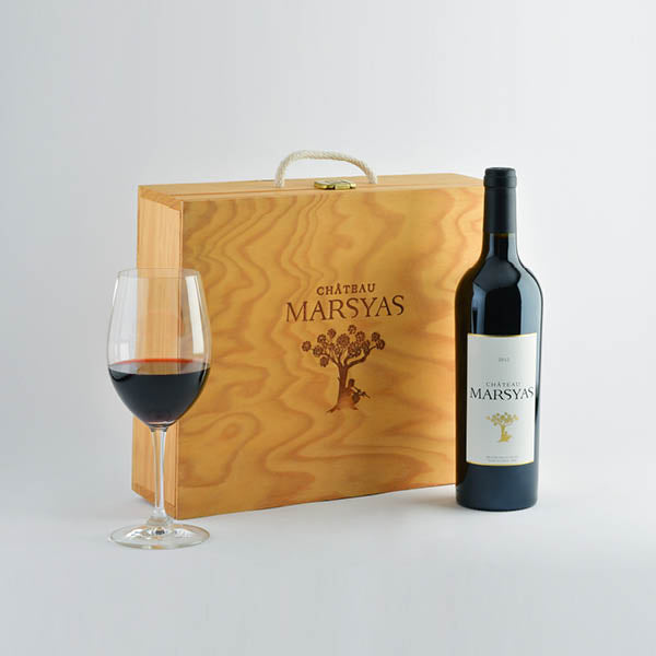 Château Marsyas - Wooden suitcase 3 bottles
