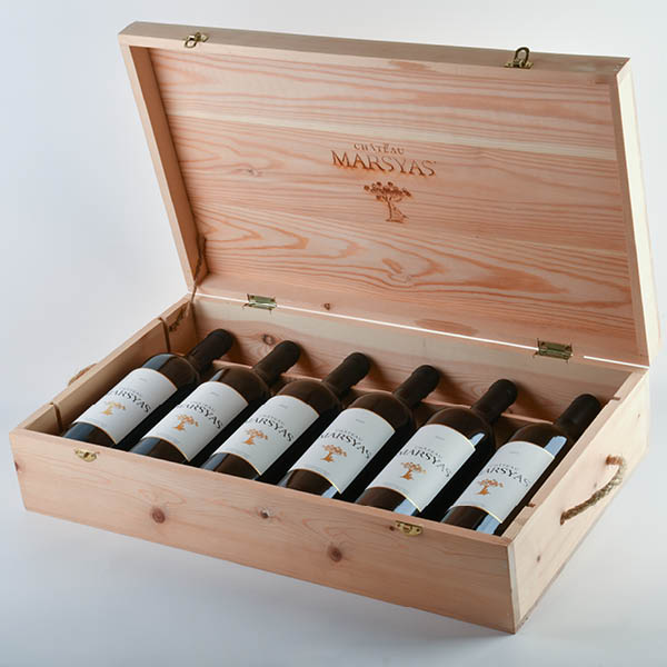 Château Marsyas - Wooden suitcase 6 bottles